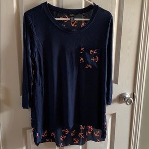 ⚓️💙3/4 sleeve anchor top